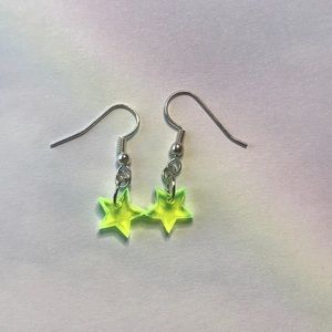 Neon Yellow Acrylic Star Earrings 🌟🌟🌟